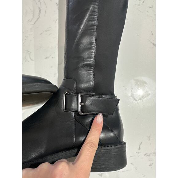 Nine West Women's Black Leather Buckle Strap Tall Riding Boots, Size 6.5, EUC - Picture 6 of 10